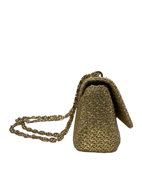 Cartera Sfera Rafia Cadena Beige - Talla U