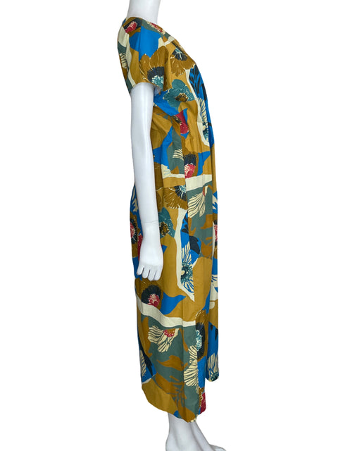 Vestido Zara Midi Pinzas Floral Amarillo - Talla S