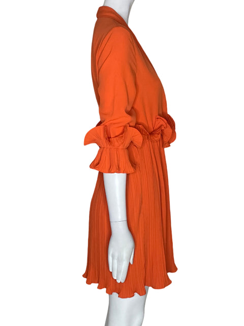 Vestido Prettylittlething Midi Plisado Naranja - Talla 8