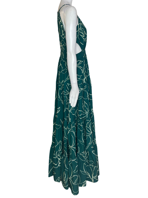 Vestido Vanessa Payares Estampado Ruchas Verde - Talla M