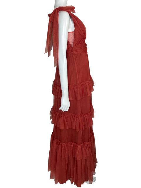 Vestido Praela Maxi Chiffon Naranja - Talla 46