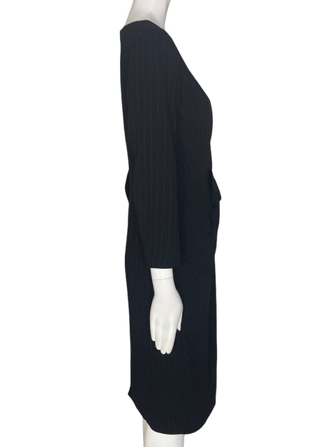 Vestido Karen Millen Midi Rayas Manga larga Negro - Talla 12