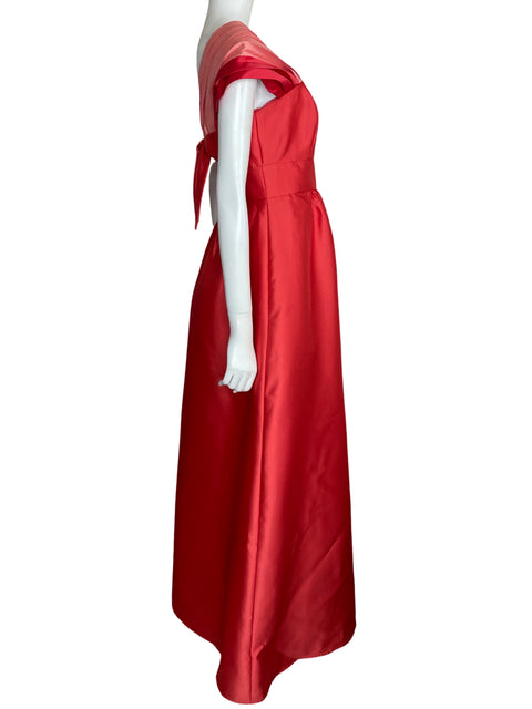 Vestido Lela Rose Maxi Lazo Bolsillos Naranja - Talla 8