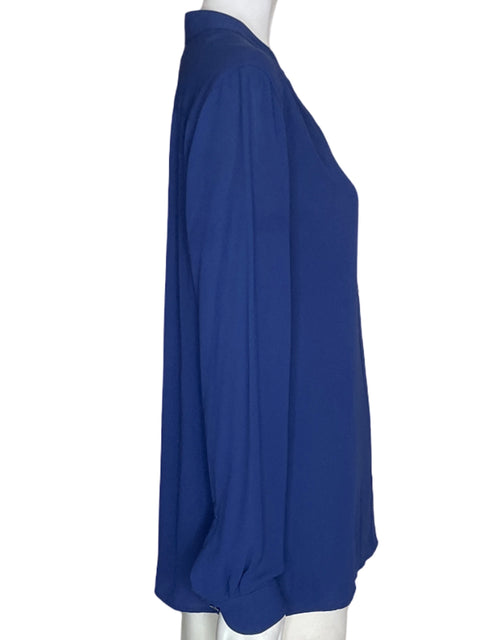 Blusa Ann Taylor Loft Liso Cuello v Azul - Talla S