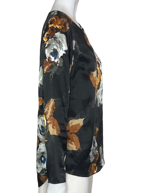 Blusa Whbm Estampado Cuello v Negro - Talla XXS