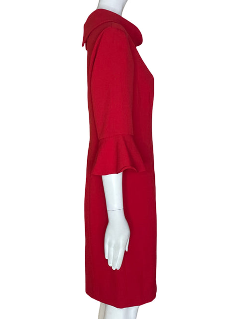 Vestido Tahari Cuello redondo Manga corta Rojo - Talla M