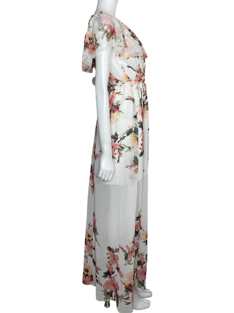 Vestido White House Black Market Vuelos Floral Blanco - Talla XS