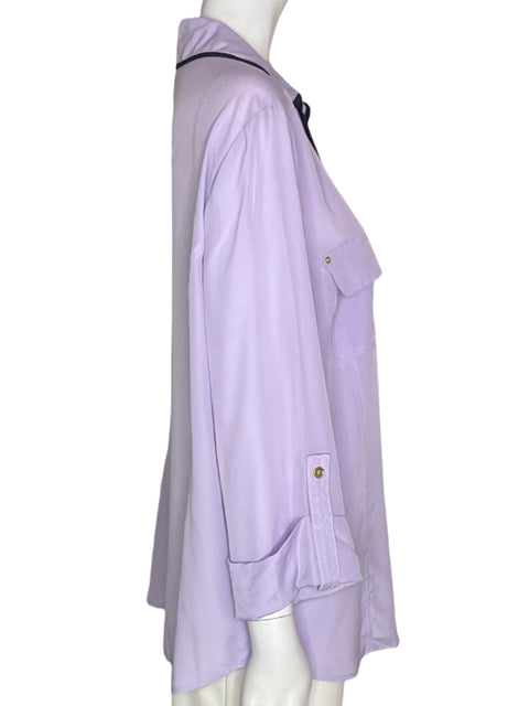 Blusa Jones New York Liso Bolsillos Morado - Talla 16
