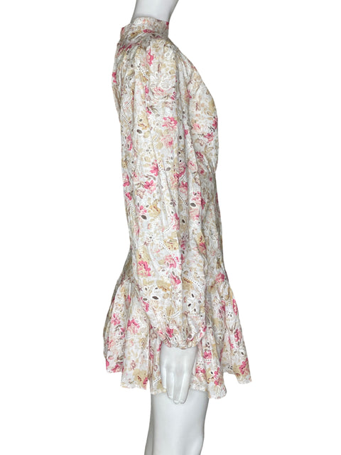 Vestido Bardot Camisero Bordado Blanco - Talla XS