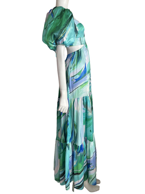 Vestido Vtch Mangas puff Back out Verde - Talla S