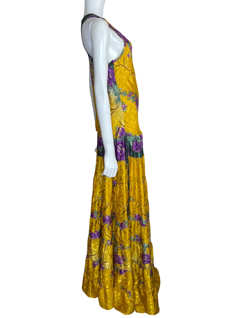 Vestido Playa Azul Satinado Maxi Amarillo - Talla U