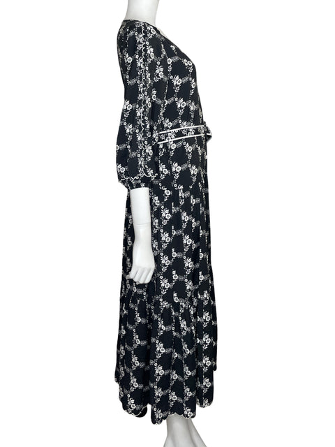 Vestido Ann Taylor Maxi Floral Negro - Talla 2