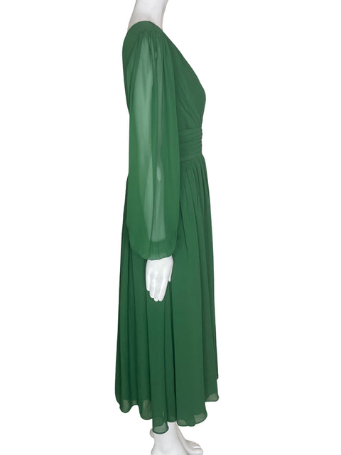 Vestido Vnaix Midi Plisado Fluido Verde - Talla 8