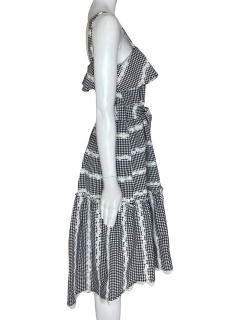 Vestido Adelyn Rae Ruchas Cuadros Blanco - Talla XS