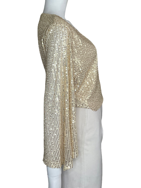 Blusa Milk & Honey Crossbosy Lentejuelas Dorado - Talla M