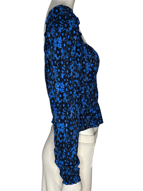 Blusa Zara Abullonado Ajustado Azul - Talla M