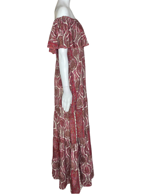 Vestido Tesoro Tps Maxi Estampado Rojo - Talla S