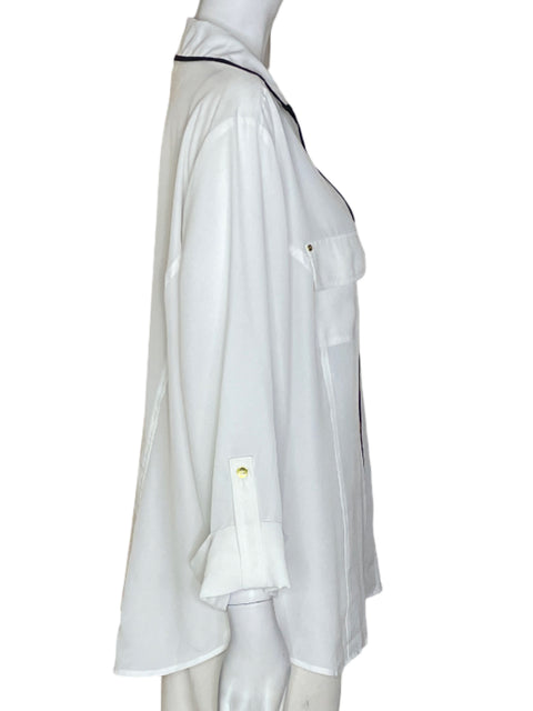 Blusa Jones New York Fluido Liso Blanco - Talla 16