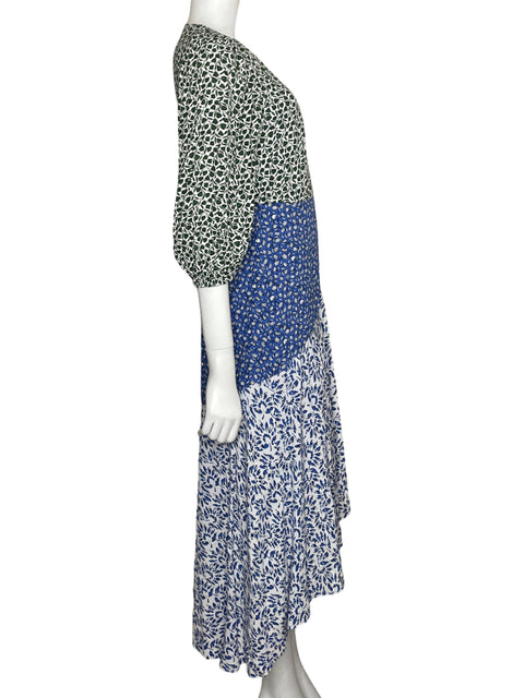Vestido Ann Taylor Crossbosy Floral Azul - Talla 2