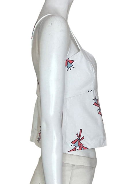 Blusa Zara Estampado Sin mangas Blanco - Talla M