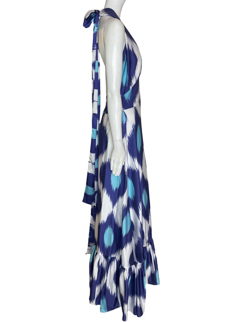 Vestido Argemiro Sierra Estampado Maxi Azul - Talla M