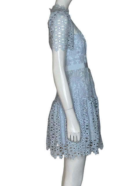 Vestido Self - Portrait Midi Encaje Azul - Talla S