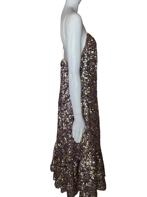 Vestido Adrianna Papell Lentejuelas Plisado Rosado - Talla 14