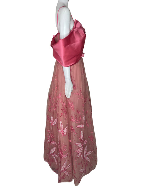 Vestido De Fiesta Monarosa Maxi Mangas caidas Tiras Rosado - Talla 46