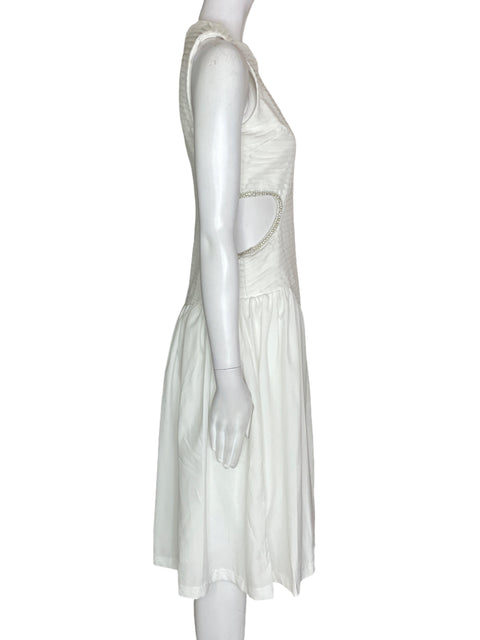 Vestido Tesoro Tps Midi Plisado Blanco - Talla S