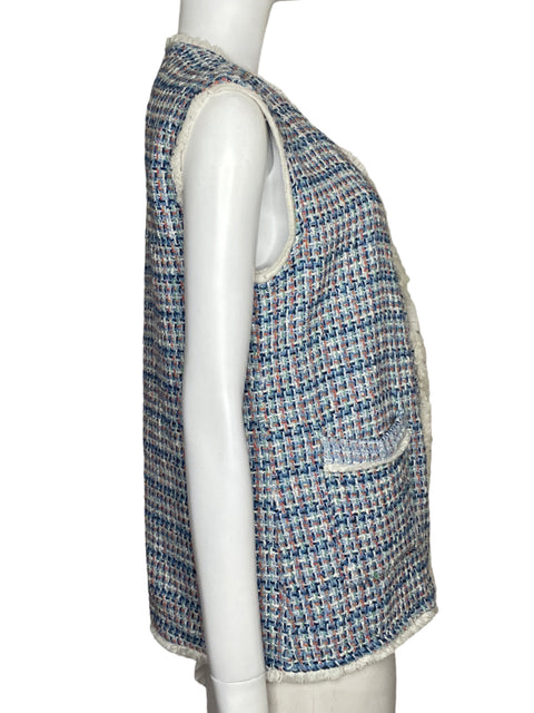 Chaleco Tesoro Tps Tweed Bolsillos Azul - Talla L
