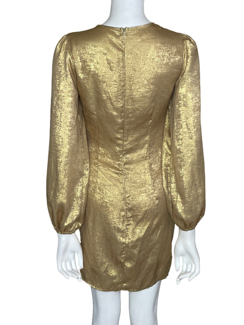Vestido Tesoro Tps Metalizado Plisado Dorado - Talla 4