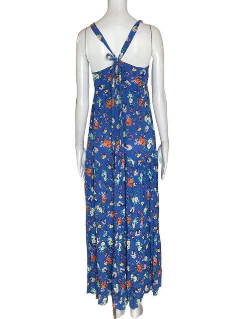 Vestido Tesoro Tps Estampado Maxi Azul - Talla S