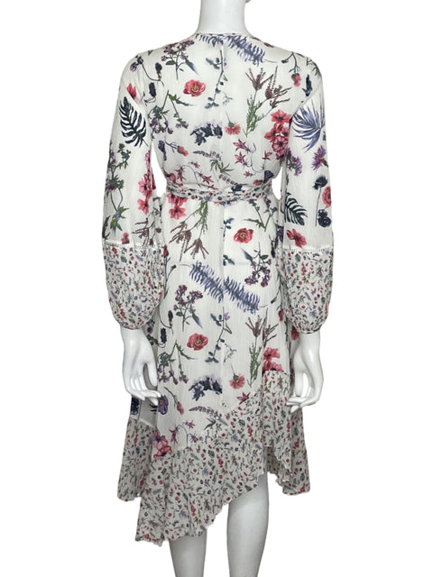 Vestido Bcbg Floral Escote v Blanco - Talla 2