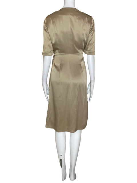 Vestido Burberry Midi Cuello v Marrón - Talla 10