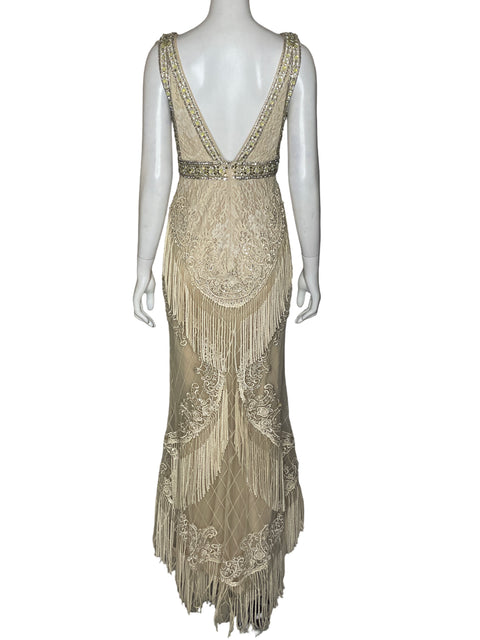Vestido Tesoro Tps Maxi Brillo Beige - Talla S