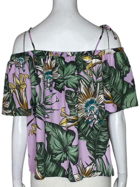 Blusa J Crew Estampado Out shoulders Morado - Talla 8