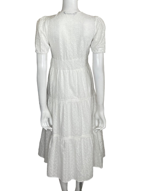 Vestido Zara Mini Eyelet Blanco - Talla S