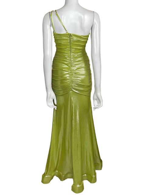 Vestido B.darlin Drapeado Metalizado Verde - Talla 6
