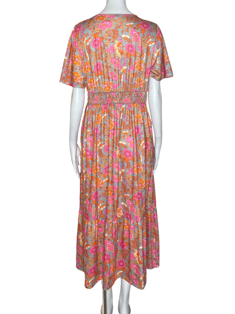 Vestido Tesoro Tps Maxi Estampado Rosado - Talla L
