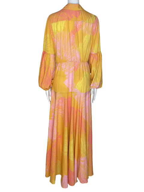 Vestido Vtch Maxi Abullonado Amarillo - Talla M