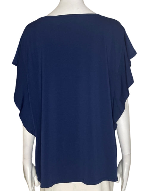 Blusa Punto Roma Mangas ruchas Suelto Azul - Talla XL