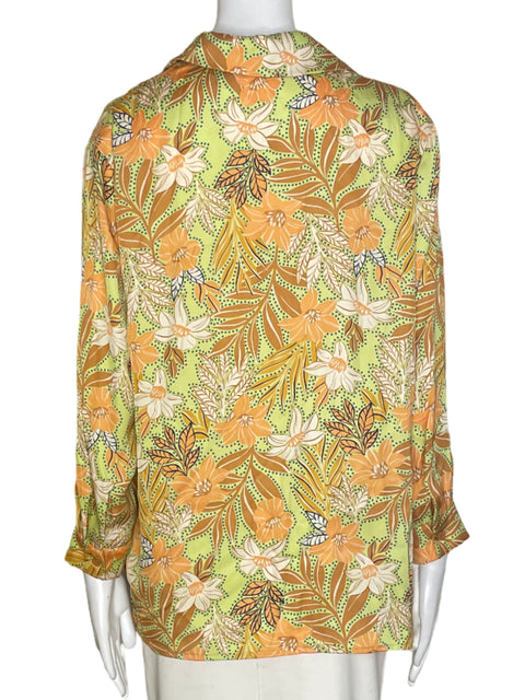 Blusa Dress Forum Estampado Botones Marrón - Talla M