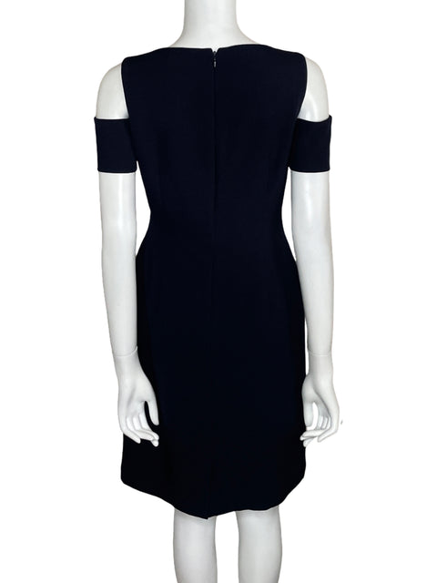 Vestido Tahari Pinzas Midi Azul - Talla 6