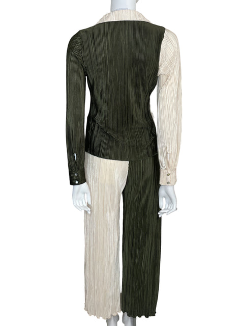 Conjunto Miss D Plisado Bicolor Verde - Talla S