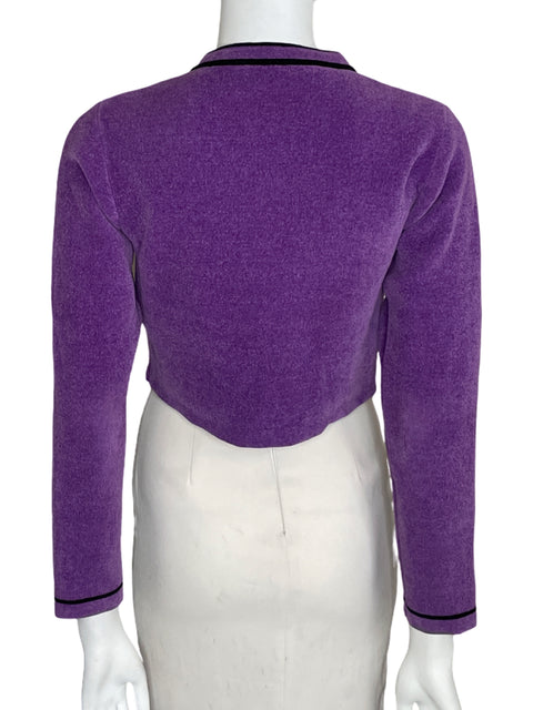 Chaqueta Sandro Aterciopelada Crop Morado - Talla XS