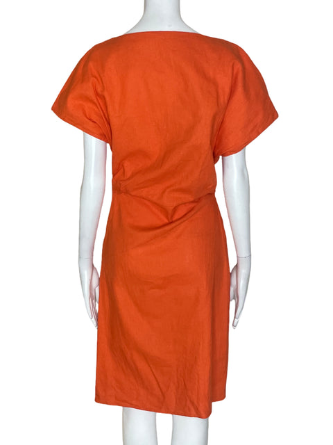 Vestido Massimo Dutti Mini Drapeado Naranja - Talla XS