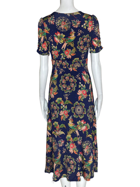 Vestido Desigual Midi Floral Azul - Talla S