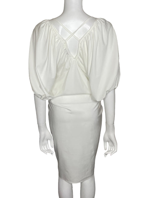 Vestido Vonda Midi Mangas puff Blanco - Talla M
