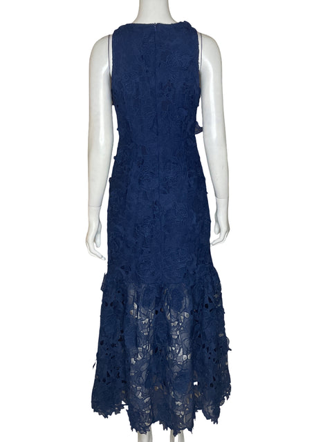 Vestido Via Vai Encaje Midi Azul - Talla S