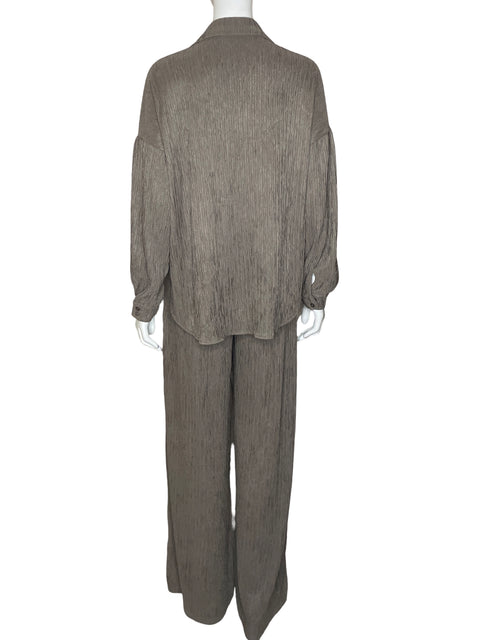 Conjunto Love Poem Texturizado Fluido Marrón - Talla S